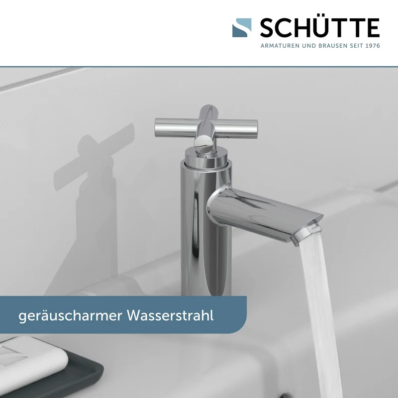 Schütte Kaltwasserhahn MATAO, Kaltwasser Armatur für das Bad, Wasserhahn Bad nur für Kaltwasser, Standventil mit schickem Kreuzgriff, 37956