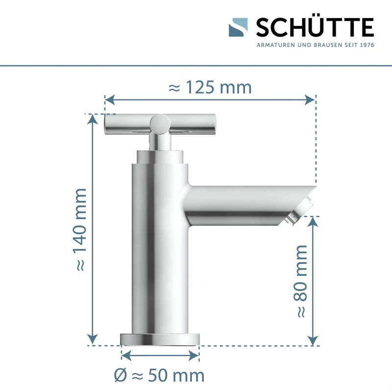 Schütte Kaltwasserhahn MATAO, Kaltwasser Armatur für das Bad, Wasserhahn Bad nur für Kaltwasser, Standventil mit schickem Kreuzgriff, 37956