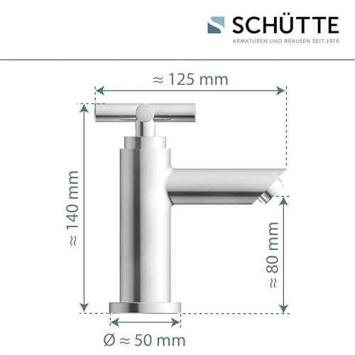 Schütte Kaltwasserhahn MATAO, Kaltwasser Armatur für das Bad, Wasserhahn Bad nur für Kaltwasser, Standventil mit schickem Kreuzgriff, 37956
