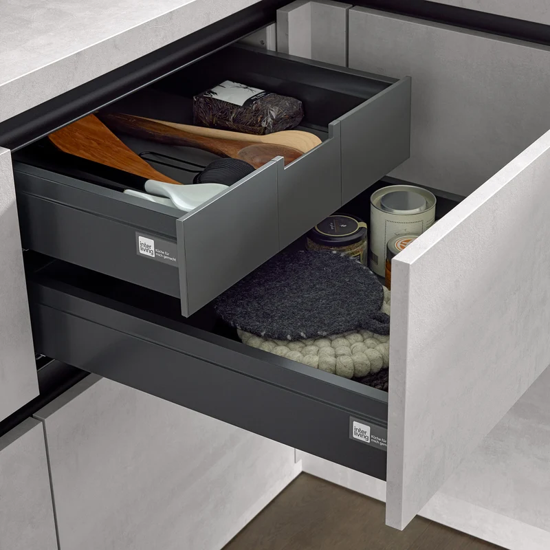 Interliving U-Küche Serie 3080 in Betonoptik – Küchenstudio FREY