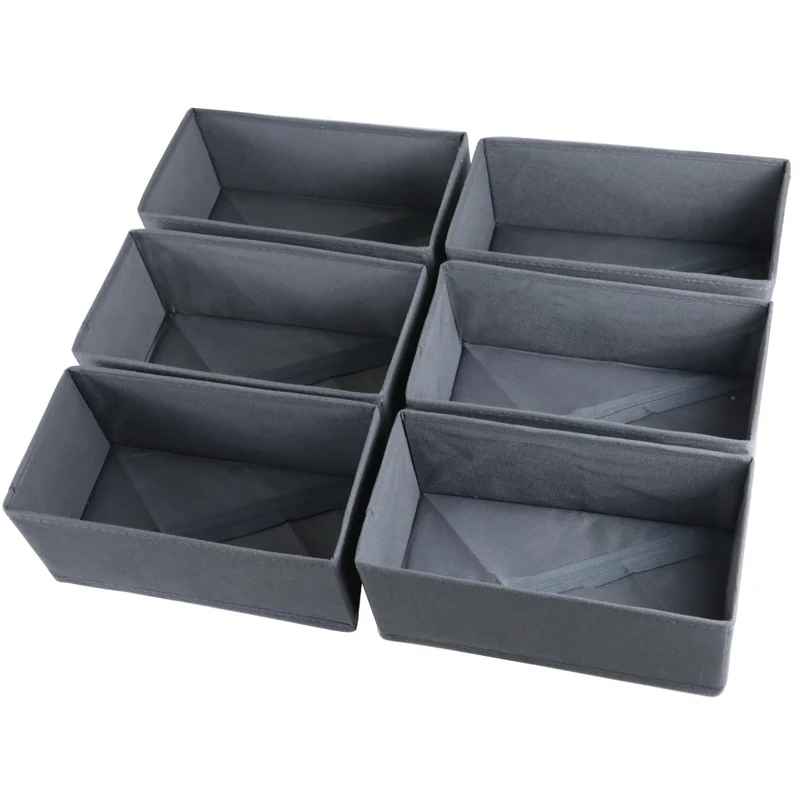 6 Stück Kleiderschrank Organizer Schubladen Ordnungssystem Faltbare Stoff Aufbewahrungsbox Schublade Organizer Schrank Organizer 6er Unterwäsche Organizer Socken Organizer (Grau)