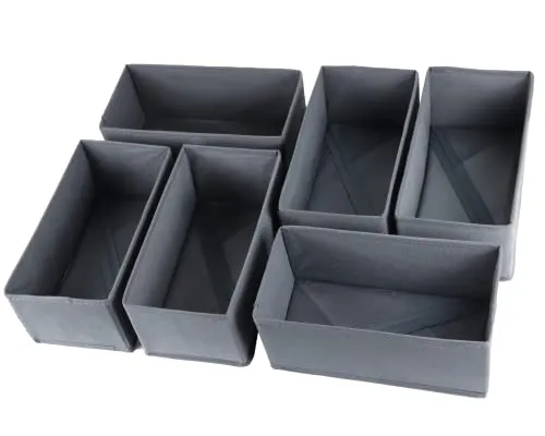 6 Stück Kleiderschrank Organizer Schubladen Ordnungssystem Faltbare Stoff Aufbewahrungsbox Schublade Organizer Schrank Organizer 6er Unterwäsche Organizer Socken Organizer (Grau)
