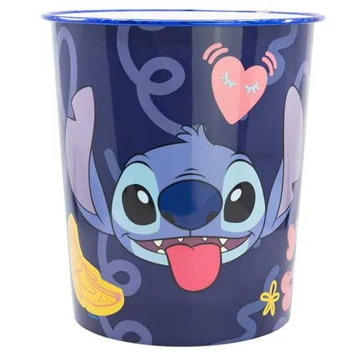 STOR Papierkorb aus Kunststoff Stitch 9923ml - Dekorativer Abfalleimer für Kinderzimmer, Leichtes und Robustes Design für Jungen und Mädchen