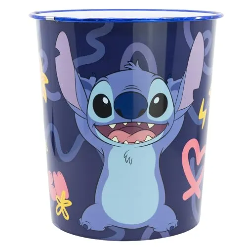 STOR Papierkorb aus Kunststoff Stitch 9923ml - Dekorativer Abfalleimer für Kinderzimmer, Leichtes und Robustes Design für Jungen und Mädchen
