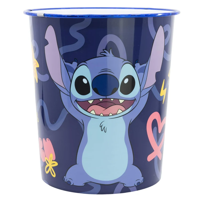 STOR Papierkorb aus Kunststoff Stitch 9923ml - Dekorativer Abfalleimer für Kinderzimmer, Leichtes und Robustes Design für Jungen und Mädchen