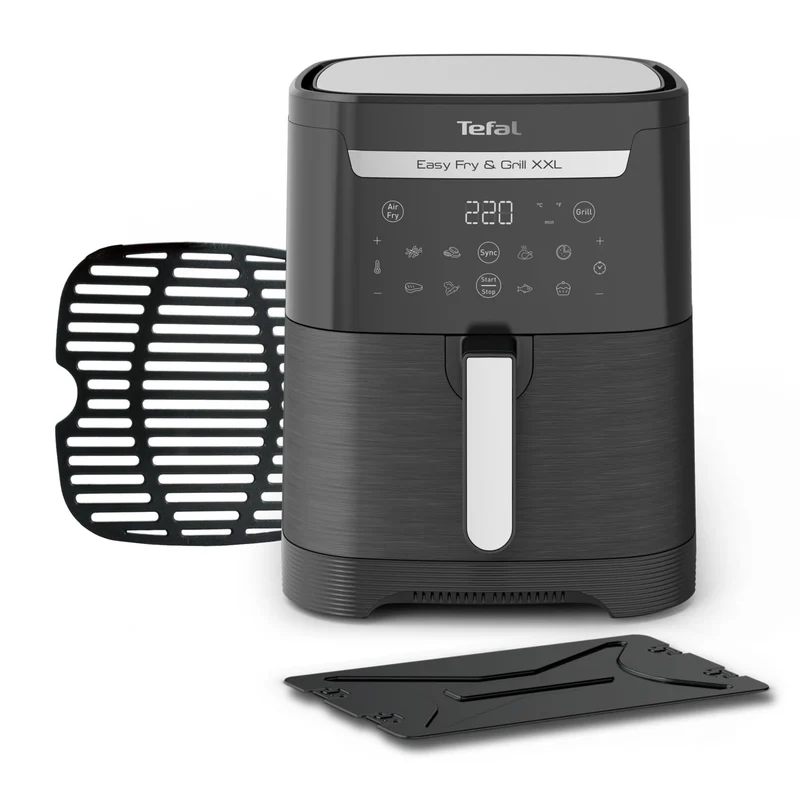 Tefal Easy Fry & Grill XXL Heißluftfritteuse 6,5 L – Airfryer mit Flexcook-Trennwand (XXL oder geteilt), 8 Programme, 80–220 °C, Druckguss-Grillplatte, fettarm frittieren, spülmaschinenfest EY8018