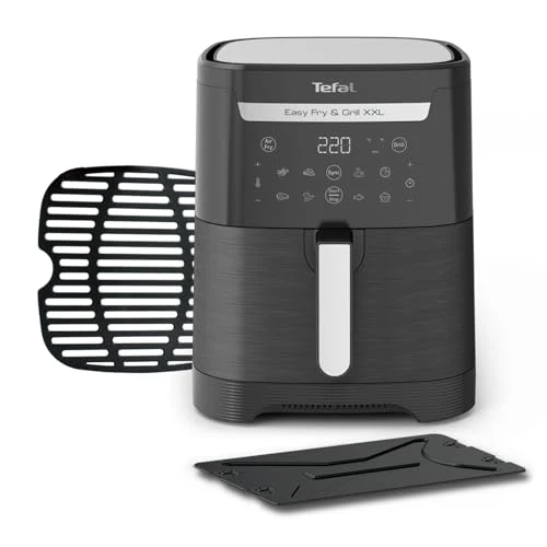 Tefal Easy Fry & Grill XXL Heißluftfritteuse 6,5 L – Airfryer mit Flexcook-Trennwand (XXL oder geteilt), 8 Programme, 80–220 °C, Druckguss-Grillplatte, fettarm frittieren, spülmaschinenfest EY8018