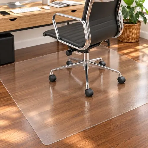 Shinfly Bodenschutzmatte Bürostuhl Transparent 90 x 120 cm, PVC Schreibtischstuhl Unterlage 1,5 mm, rutschfeste Kratzfeste geräuschdämmende Stuhlmatte für Hartböden