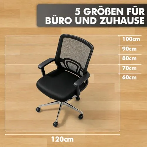 Shinfly Bodenschutzmatte Bürostuhl Transparent 90 x 120 cm, PVC Schreibtischstuhl Unterlage 1,5 mm, rutschfeste Kratzfeste geräuschdämmende Stuhlmatte für Hartböden