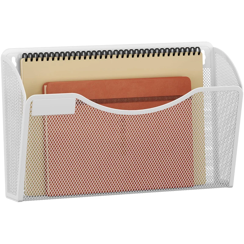 EasyPAG Metall Querformat A4 Zeitschriftenhalter Wand Zeitschriften Wandhalter Aktenablage Dokumentenhalter Hängend Magazin Organizer mit Tag-Platte,Weiß