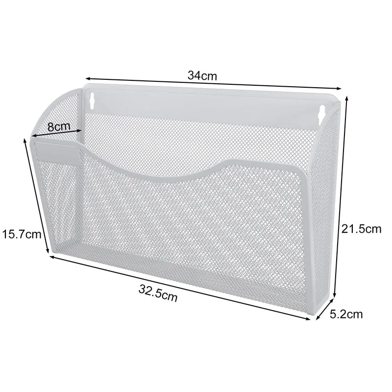 EasyPAG Metall Querformat A4 Zeitschriftenhalter Wand Zeitschriften Wandhalter Aktenablage Dokumentenhalter Hängend Magazin Organizer mit Tag-Platte,Weiß