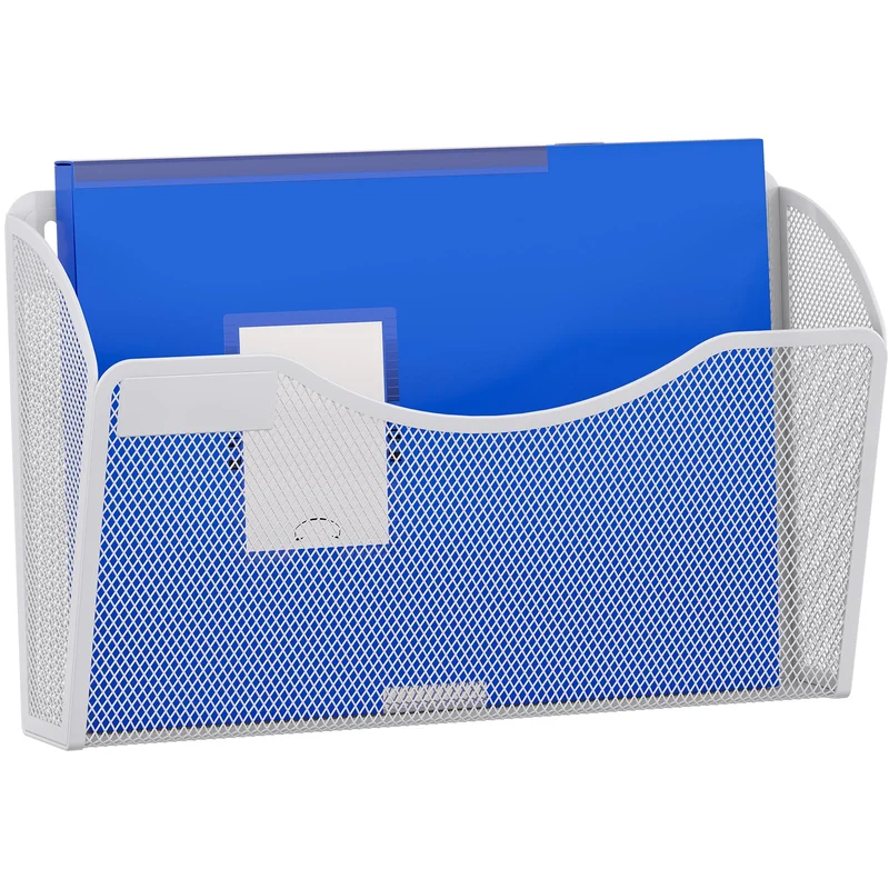EasyPAG Metall Querformat A4 Zeitschriftenhalter Wand Zeitschriften Wandhalter Aktenablage Dokumentenhalter Hängend Magazin Organizer mit Tag-Platte,Weiß