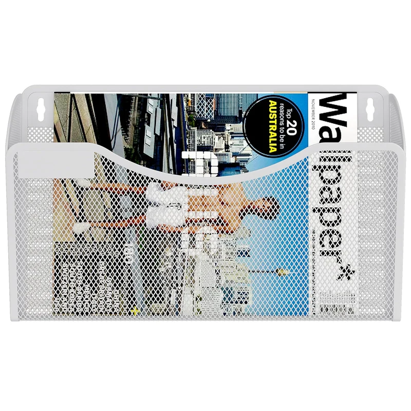 EasyPAG Metall Querformat A4 Zeitschriftenhalter Wand Zeitschriften Wandhalter Aktenablage Dokumentenhalter Hängend Magazin Organizer mit Tag-Platte,Weiß