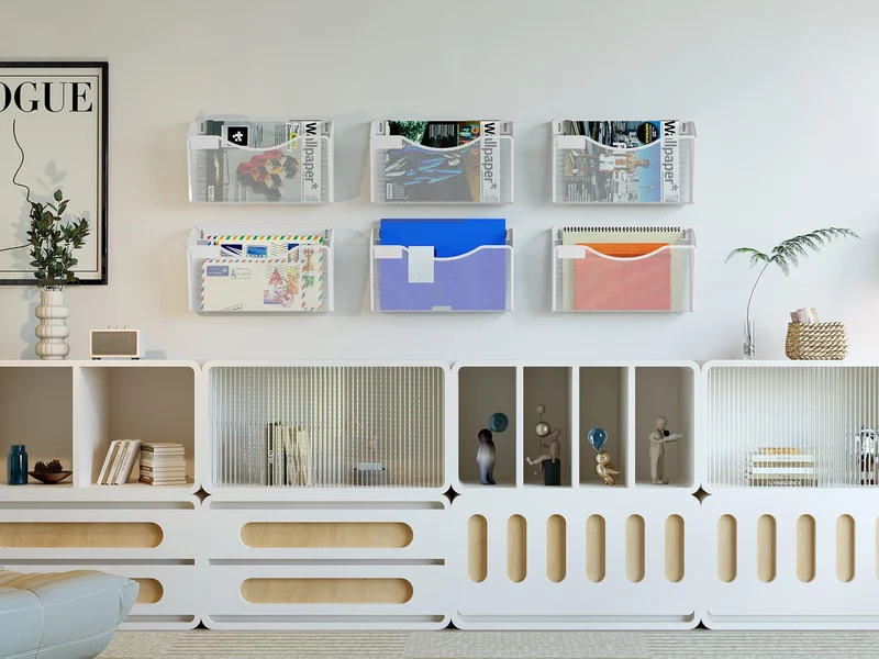 EasyPAG Metall Querformat A4 Zeitschriftenhalter Wand Zeitschriften Wandhalter Aktenablage Dokumentenhalter Hängend Magazin Organizer mit Tag-Platte,Weiß