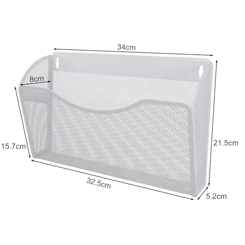 EasyPAG Metall Querformat A4 Zeitschriftenhalter Wand Zeitschriften Wandhalter Aktenablage Dokumentenhalter Hängend Magazin Organizer mit Tag-Platte,Weiß