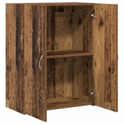 Büroschrank Altholz aus Holzwerkstoff 70 x 32 x 77,5 cm mit Regalfach, ideal als Aktenschrank, Dokumentenschrank, Ordnerschrank für Büro, Arbeitszimmer, Homeoffice und Archivierung