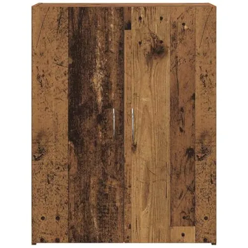Büroschrank Altholz aus Holzwerkstoff 70 x 32 x 77,5 cm mit Regalfach, ideal als Aktenschrank, Dokumentenschrank, Ordnerschrank für Büro, Arbeitszimmer, Homeoffice und Archivierung