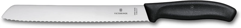 Victorinox Swiss Classic, Profi Brotmesser, Extra Scharfe Klinge, Wellenschliff, 21 cm, Robuster Kunststoffgriff, Rostfreier Stahl, schwarz