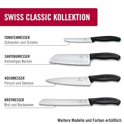 Victorinox Swiss Classic, Profi Brotmesser, Extra Scharfe Klinge, Wellenschliff, 21 cm, Robuster Kunststoffgriff, Rostfreier Stahl, schwarz