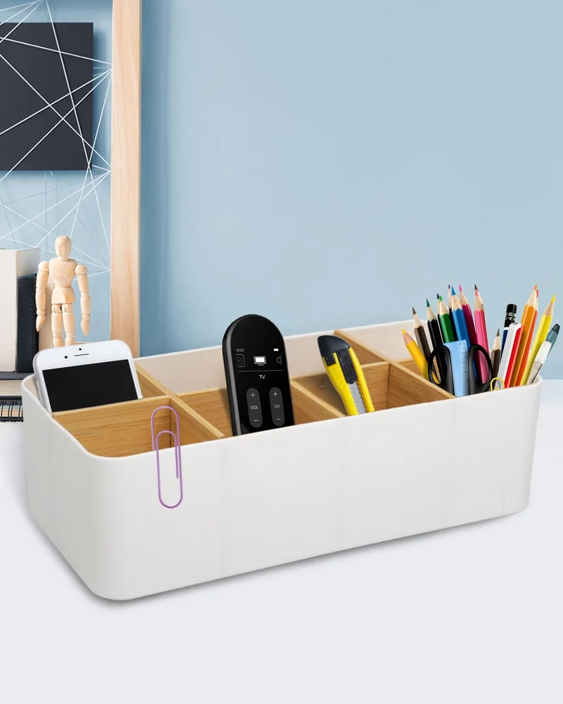 Schreibtisch Organizer, 8 Fächer Stiftehalter, Büro Organizer Weiß, Multifunktionale Aufbewahrung für Stifte, Fernbedienungen & Zubehör