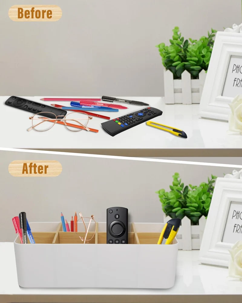 Schreibtisch Organizer, 8 Fächer Stiftehalter, Büro Organizer Weiß, Multifunktionale Aufbewahrung für Stifte, Fernbedienungen & Zubehör