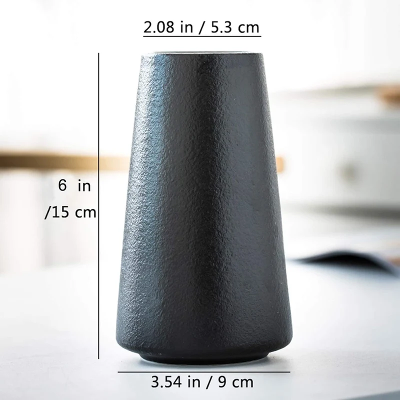 Keramikvase – Minimalistischer Boho Blumenvase(Schwarz, klein)