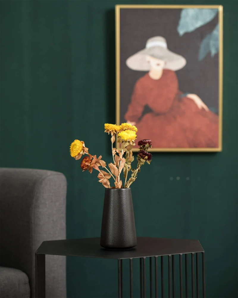 Keramikvase – Minimalistischer Boho Blumenvase(Schwarz, klein)
