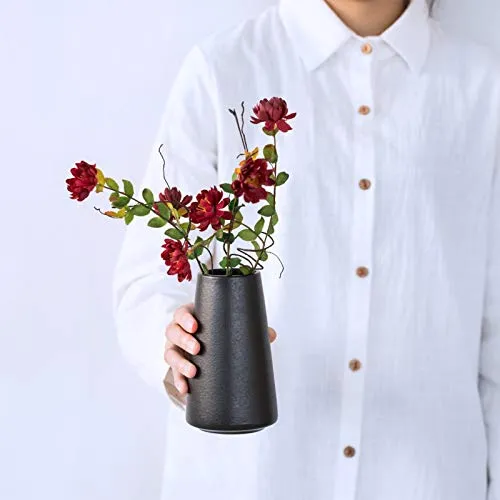Keramikvase – Minimalistischer Boho Blumenvase(Schwarz, klein)