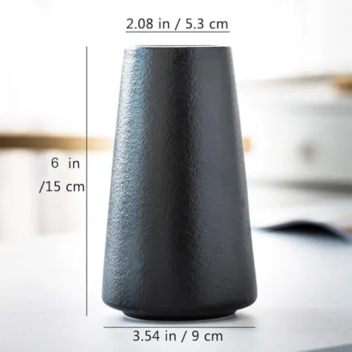 Keramikvase – Minimalistischer Boho Blumenvase(Schwarz, klein)