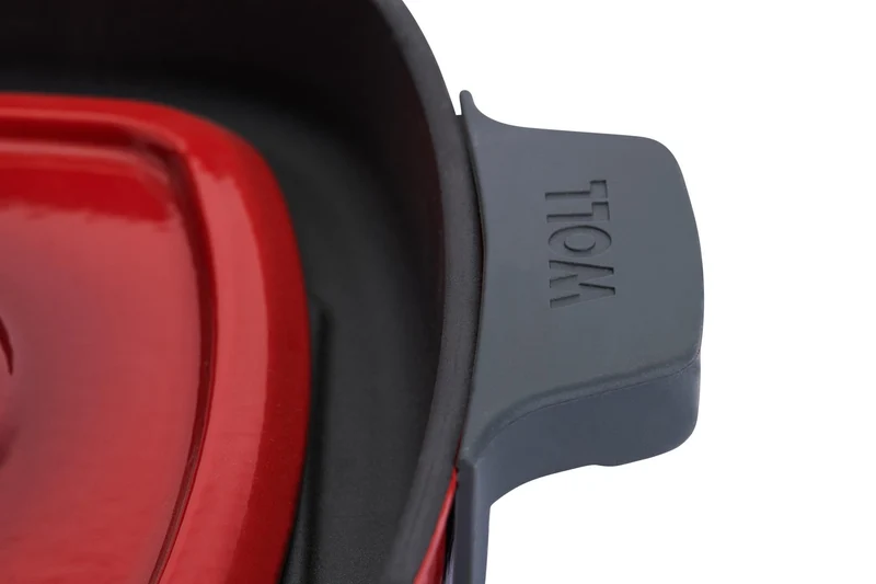 WOLL 'Iron Steakpfanne mit Rillen und Steakpresse in Chili Red 24x24 cm, 4,5cm'