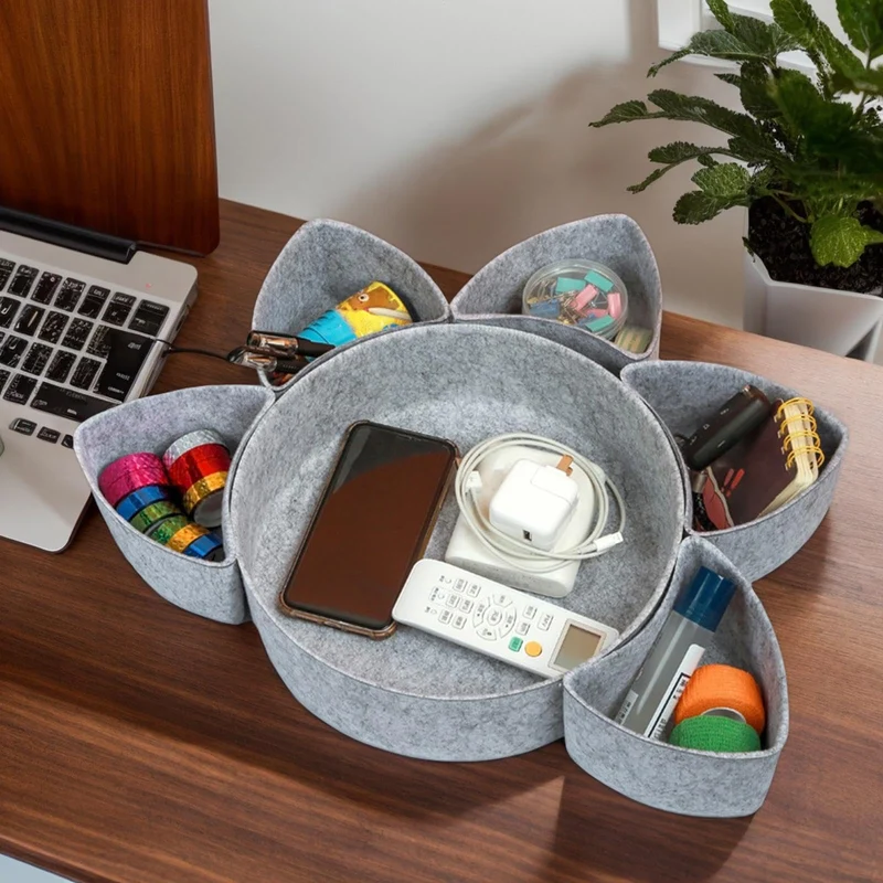 Generisch Office Gadgets Organizer, Felt Storage Bin, Vanity Organizer Tray, Divider Storage Bins, Multi-Use Desk Organizer, Office Storage Organizer, Jewelry Divider Tray, Felt Organizer Tray