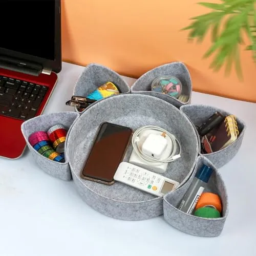 Generisch Office Gadgets Organizer, Felt Storage Bin, Vanity Organizer Tray, Divider Storage Bins, Multi-Use Desk Organizer, Office Storage Organizer, Jewelry Divider Tray, Felt Organizer Tray