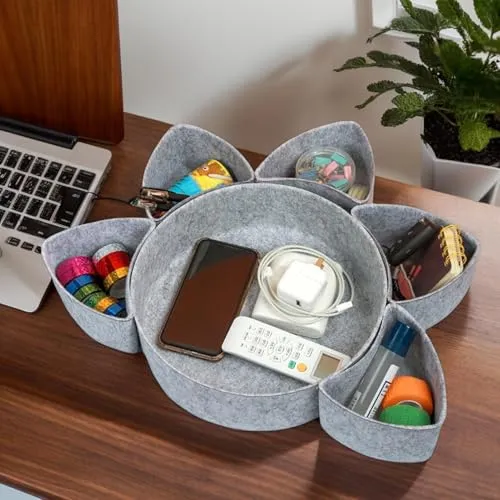 Generisch Office Gadgets Organizer, Felt Storage Bin, Vanity Organizer Tray, Divider Storage Bins, Multi-Use Desk Organizer, Office Storage Organizer, Jewelry Divider Tray, Felt Organizer Tray