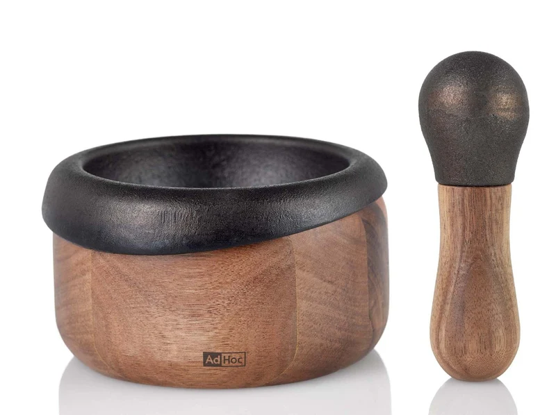 AdHoc 'Mörser CRUSH, 2-teiliges Set, Gusseisen/Akazienholz'
