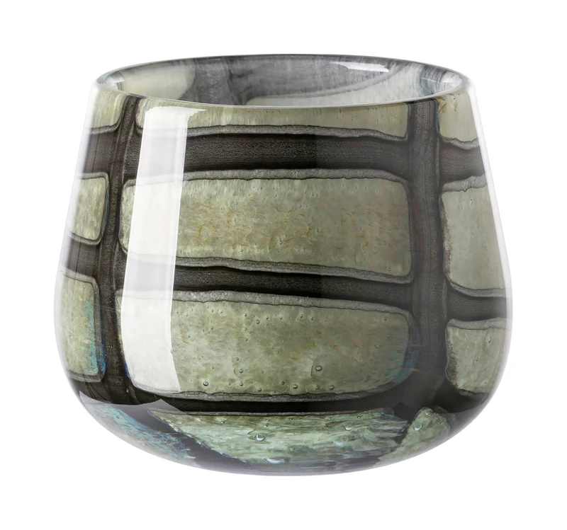 MARLY Vase & Windlicht, schwarz-salbei 13,5cm, Fink