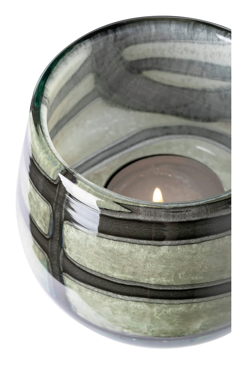 MARLY Vase & Windlicht, schwarz-salbei 13,5cm, Fink