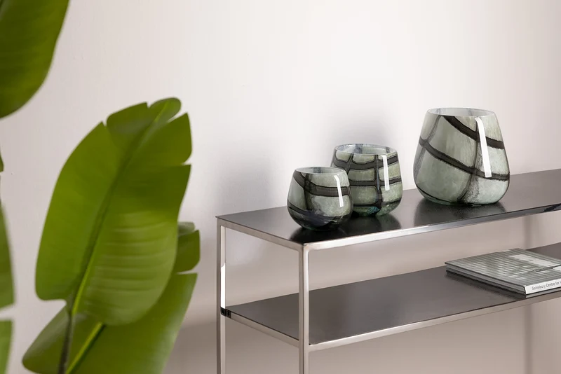 MARLY Vase & Windlicht, schwarz-salbei 13,5cm, Fink