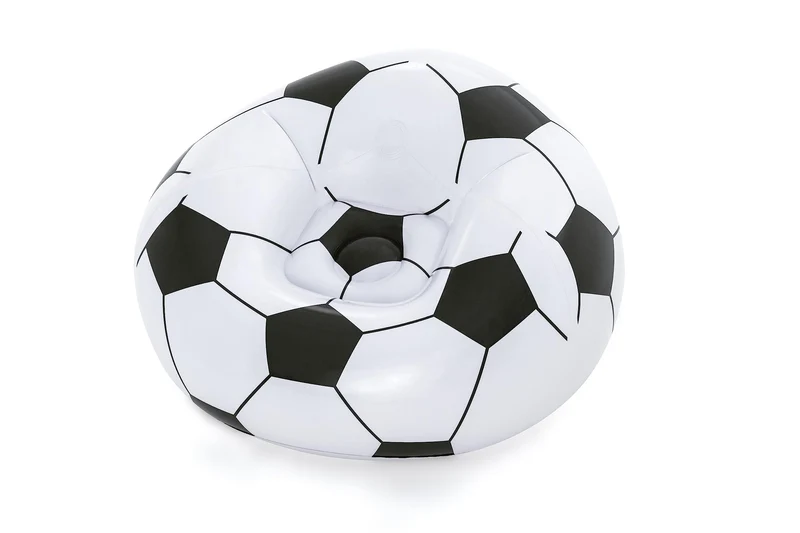 Bestway In & Over Beanless Soccer Ball Chair 114x112x66 cm, Fußball-Luftsessel, 75010-BGLX16XX02, Schwarz/Weiß, 114 X 112 X 71 cm