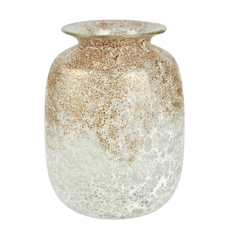Lambert - Paomo Vase Glas, weiß-golden Optik, H27 D21cm