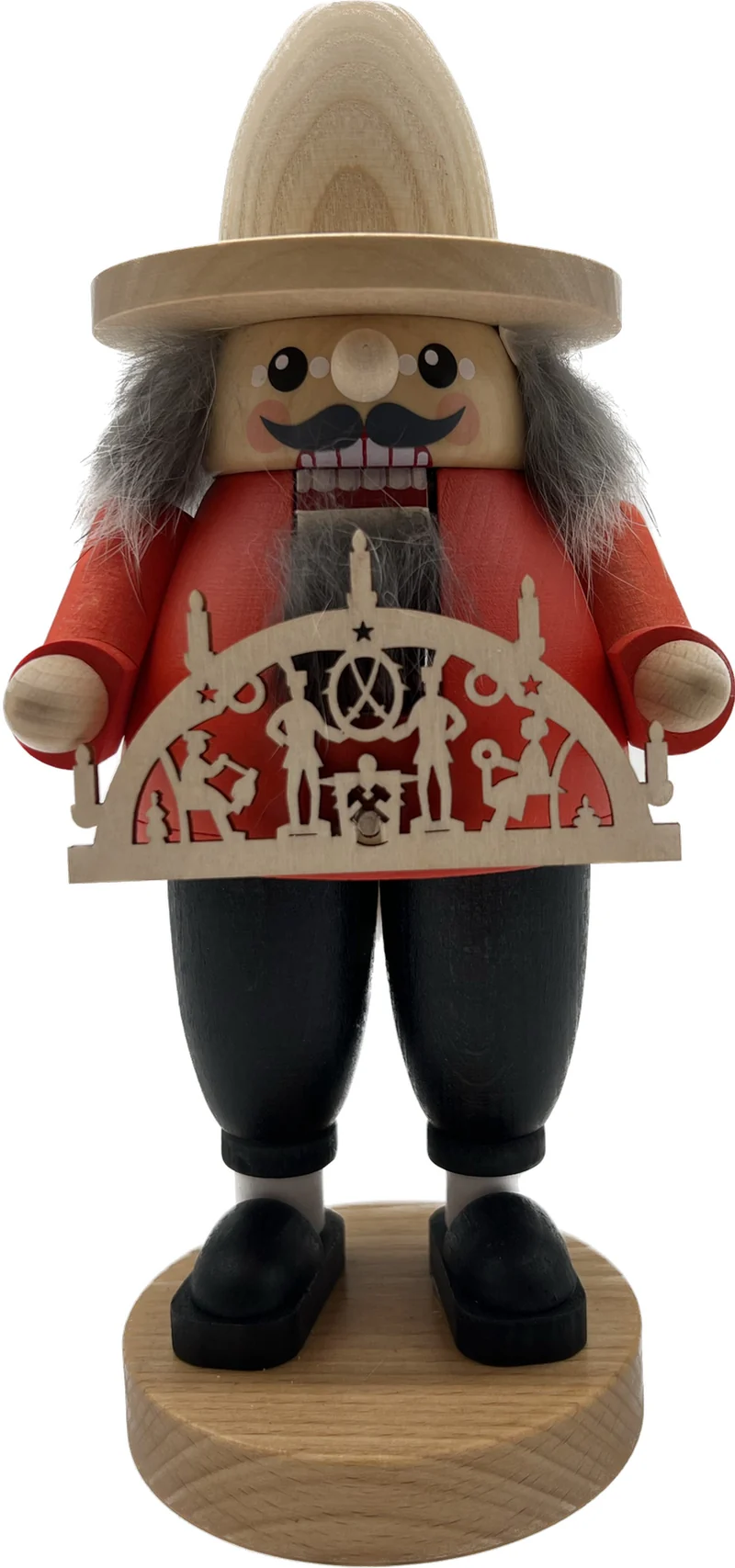 Nussknacker mit Schwibbogen, Glässer Volkskunst, 23cm