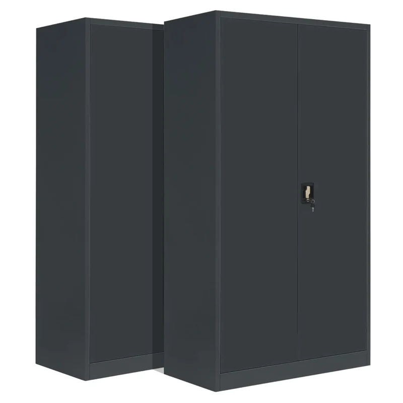 2-Pack LagerZwei Mehrzweckschrank 195x100x50cm I Metallschrank, 4 Fachböden I Großer Aktenschrank, abschließbar I Robuster Allzweckschrank als Werkstattschrank & Büroschrank I Stahlschrank anthrazit