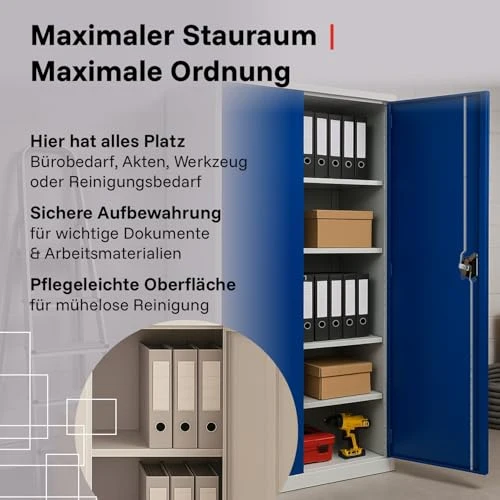 2-Pack LagerZwei Mehrzweckschrank 195x100x50cm I Metallschrank, 4 Fachböden I Großer Aktenschrank, abschließbar I Robuster Allzweckschrank als Werkstattschrank & Büroschrank I Stahlschrank anthrazit