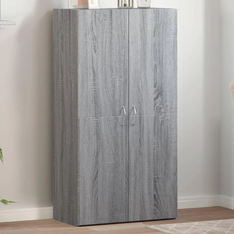 Aktenschrank Grau Sonoma Holzwerkstoff 60x32x115 cm Büroschrank mit viel Stauraum, abschließbar, ideal für Büro, Arbeitszimmer und Homeoffice zur sicheren Archivierung von Dokumenten und
