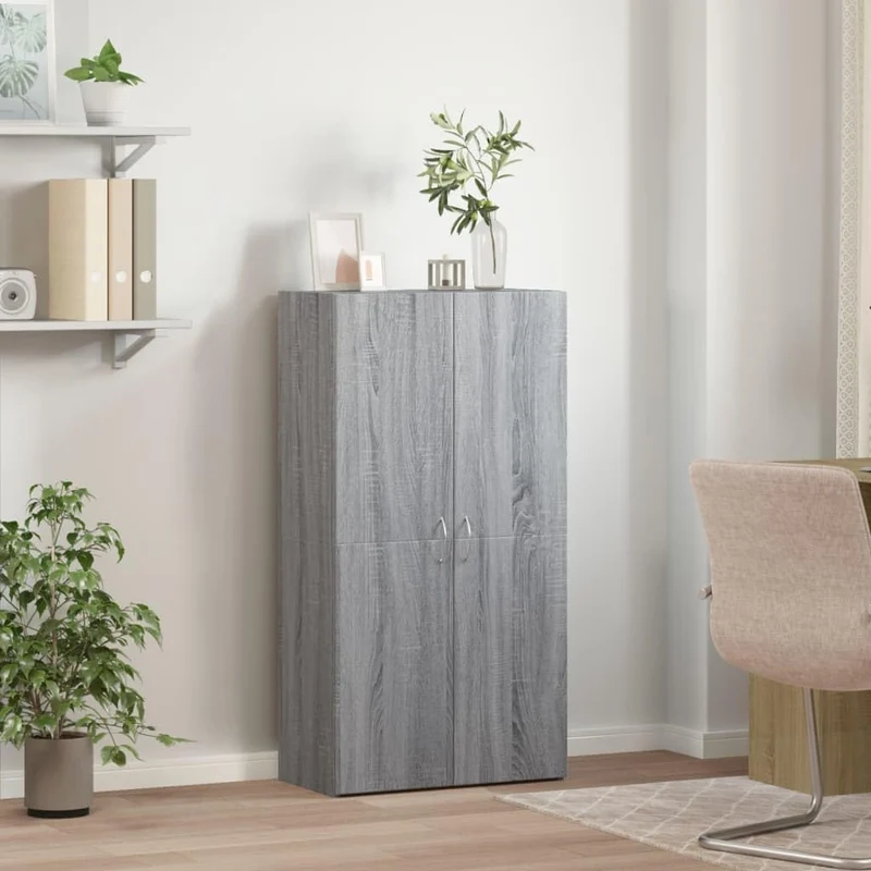 Aktenschrank Grau Sonoma Holzwerkstoff 60x32x115 cm Büroschrank mit viel Stauraum, abschließbar, ideal für Büro, Arbeitszimmer und Homeoffice zur sicheren Archivierung von Dokumenten und
