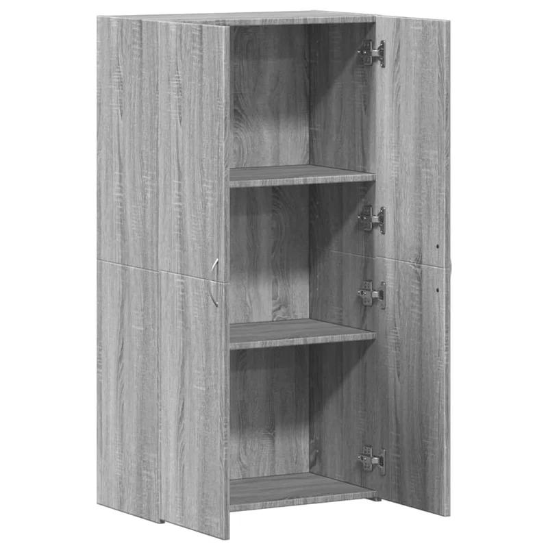 Aktenschrank Grau Sonoma Holzwerkstoff 60x32x115 cm Büroschrank mit viel Stauraum, abschließbar, ideal für Büro, Arbeitszimmer und Homeoffice zur sicheren Archivierung von Dokumenten und
