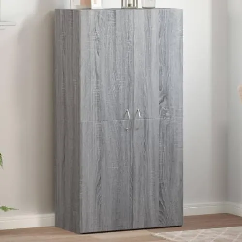 Aktenschrank Grau Sonoma Holzwerkstoff 60x32x115 cm Büroschrank mit viel Stauraum, abschließbar, ideal für Büro, Arbeitszimmer und Homeoffice zur sicheren Archivierung von Dokumenten und