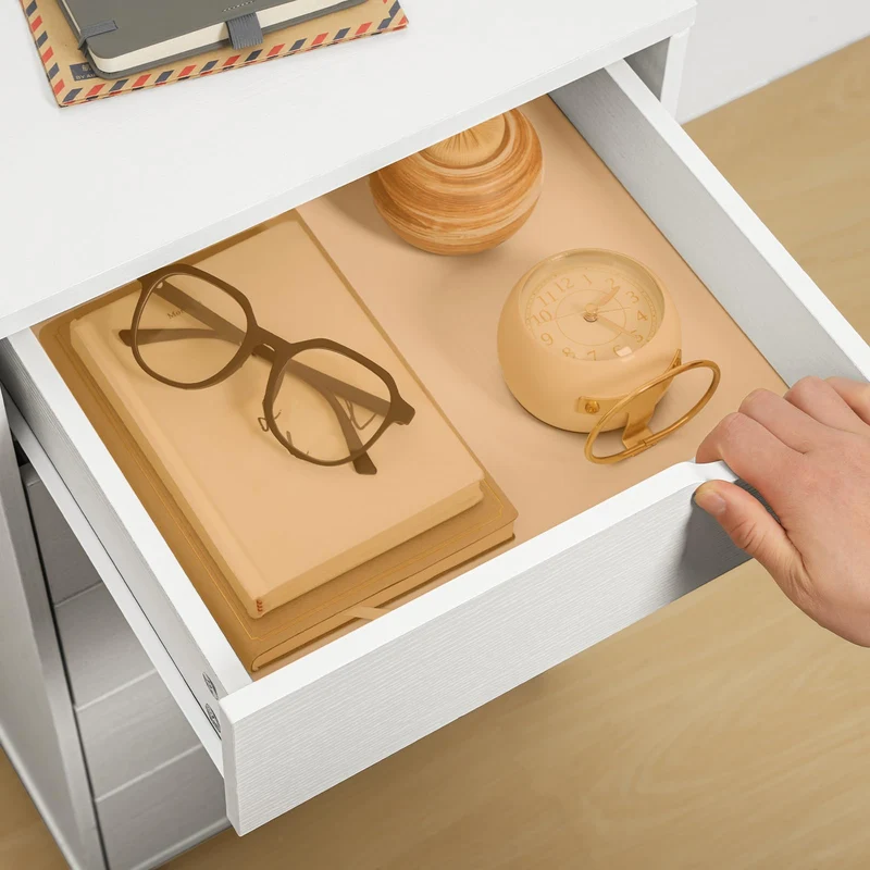 HOOBRO Rollcontainer mit 5 Schubladen, mobiler Aktenschrank mit 4 Lenkrollen, Schubladenschrank, Büroschrank, Bürocontainer, Schreibtisch Unterschrank für Arbeitszimmer und Wohnzimmer, Weiß EWT15WJ01