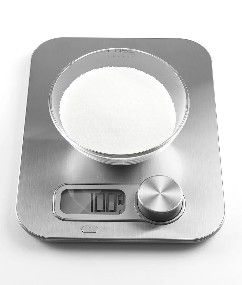 CASO Kitchen Energy Design Küchenwaage, Testsieger Haus & Garten Test, batterielose Nutzung durch kinetische Energie, bis 5 kg in 1 g-Schritten