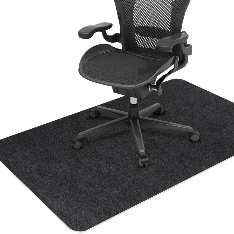 Bodenschutzmatte Bürostuhl Unterlage 140x90cm, Kratzfeste Schreibtischstuhl Unterlage für Parkett und Hartböden wie Laminat & Fliesen, rutschfeste Stuhlunterlage aus Polyester, Dunkelgrau
