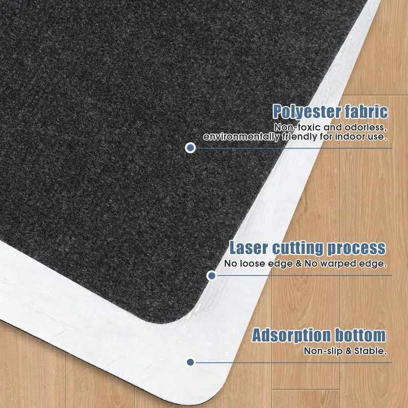 Bodenschutzmatte Bürostuhl Unterlage 140x90cm, Kratzfeste Schreibtischstuhl Unterlage für Parkett und Hartböden wie Laminat & Fliesen, rutschfeste Stuhlunterlage aus Polyester, Dunkelgrau